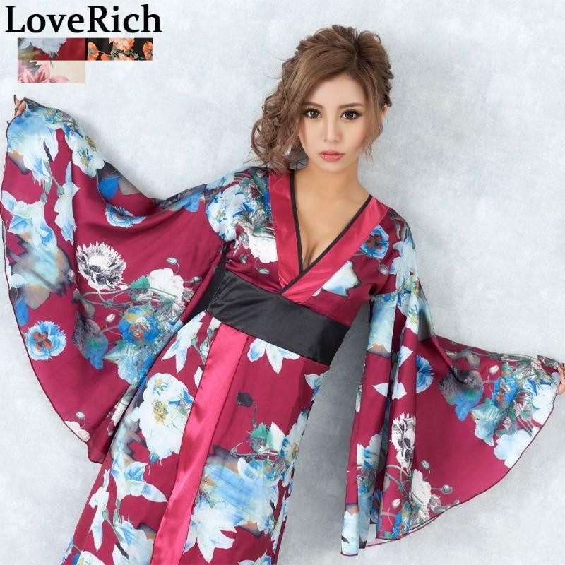 LoveRich ラブリッチ フラワーロング着物ドレス 和柄 よさこい 花魁