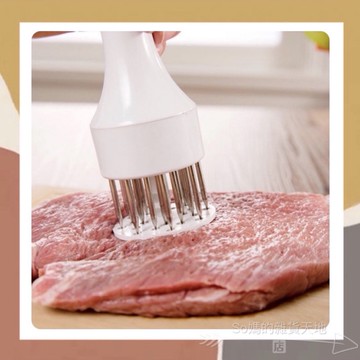 ［so媽］台灣現貨｜不鏽鋼鬆肉器 牛排打肉器  烤肉必備  嫩肉針 料理針 鋒利鋼針 快速嫩肉 16針 （顏色隨機）