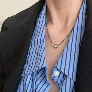 小寶S925純銀橢圓笑臉圓珠項鏈