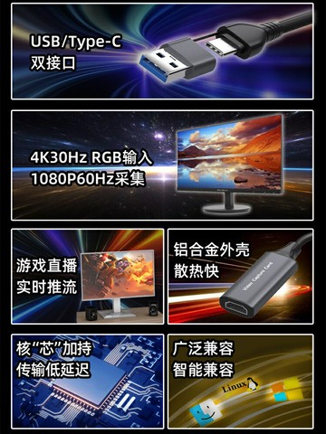 【新品上市】騰飛usb采集卡switch轉HDMI視頻ns器hdmi轉usb筆記本手機相機直播