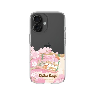 iPhone 16 Clear Case（相機按鈕） 透明 - 柴語錄 Shiba Says - 櫻花鞦韆