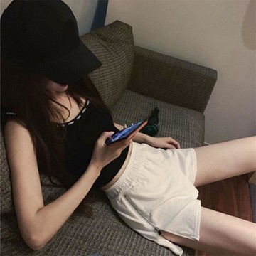 夏季運動短褲女新款大碼休閑寬松高腰百搭顯瘦外穿a字闊腿褲