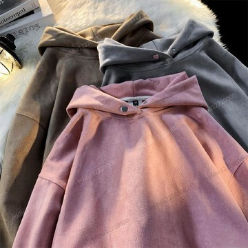 【限時免運】冬天男裝 麂皮絨衛衣 美式帽t 帽踢 情侶帽t 連帽上衣 粉色帽t hoodie 灰色帽t oversize