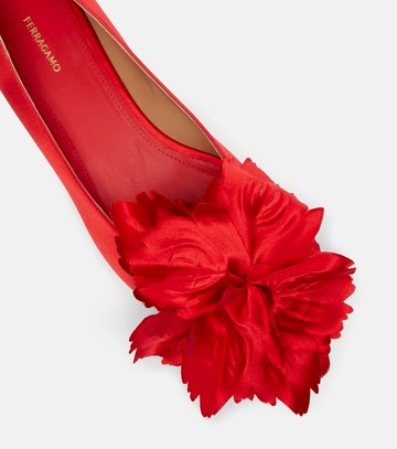 Ferragamo Gemy floral-appliqué satin ballet flats