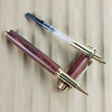 大葉黃花梨雙頭組筆(鋼筆及鋼珠筆雙頭組) #KOBE手工筆