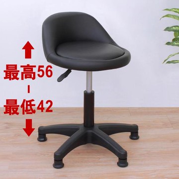E-Style 高級皮革椅面(固定腳)旋轉工作椅 升降吧台椅 會客洽談椅 休閒餐椅 診療美容椅 專櫃台椅-黑色