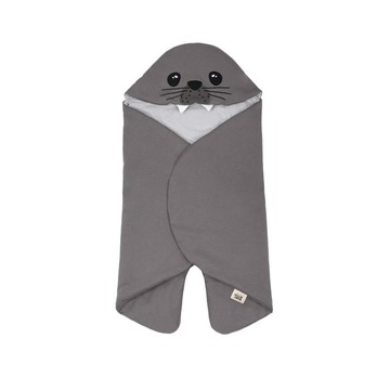【NEW】鯊魚咬一口純棉嬰幼兒多功能睡袋-海豹珍珠灰