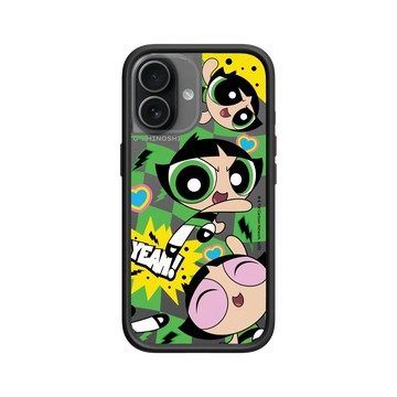 iPhone 17 Mod NX -邊框背蓋組合 (相機按鈕) 黑 - The Powerpuff Girls 飛天小女警 - 毛毛 - 可愛格紋款