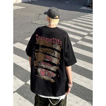 歐美高街短袖t恤男夏季潮牌嘻哈大碼重磅男士高級感痞帥半袖體恤