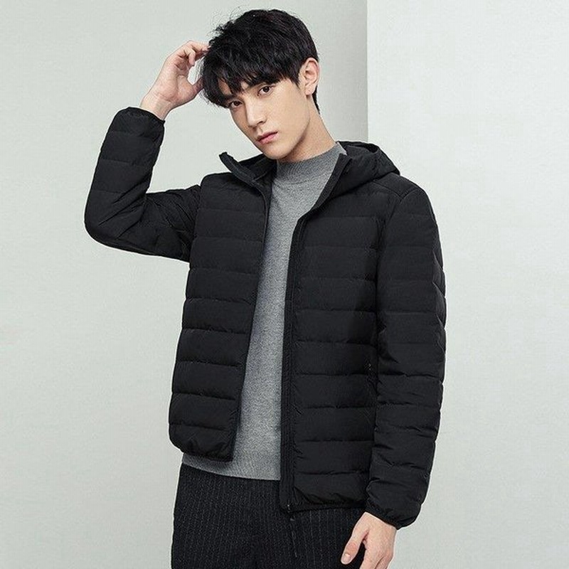 ダウンジャケット メンズ アウター ジップアップ キルティング フード付き 秋 冬 保温 軽量 無地 シンプル 定番 柔らかい 通販 Lineポイント最大get Lineショッピング