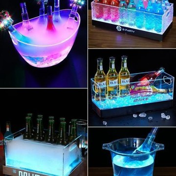 led發光冰桶酒吧啤酒桶雞尾酒冰粒桶元寶冰桶KTV發光香檳桶冰塊桶