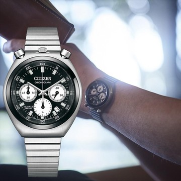 CITIZEN 星辰 Chronograph Tsunokurono 50周年 牛頭錶 熊貓計時手錶 母親節送禮推薦 AN3660-81E