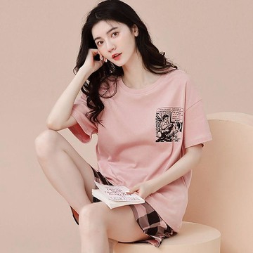 8359 人珍藏✨夏季純棉女式薄款短袖短褲休閒甜美網紅時尚可外穿家居服兩件套裝8NSG