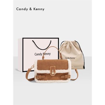 (免運)官網小c&k羊羔毛小方包女生生日禮物2024新款冬季手提單肩斜挎包