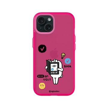 iPhone 15 Clear 粉漾桃 - Ugly Rabbit 醜白兔 - 一本醜白書