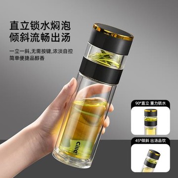 希樂玻璃杯水杯男新款2025泡茶杯高硼硅家用耐高溫茶水分離杯子
