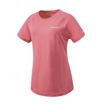 【【蘋果戶外】】山林 51P16-39 珊瑚紅 女 素面透氣排汗抗UV上衣 圓領短T 短袖 吸濕排汗衣 防曬抗UV 春夏 Mountneer