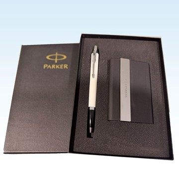 PARKER PARKER 派克 新IM系列 白桿白夾原子筆+磁性名片盒禮盒組