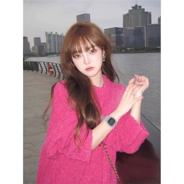 樹莓粉色抓絨毛衣女秋冬加厚奶fufu學院風奶系軟糯羊絨針織打底衫