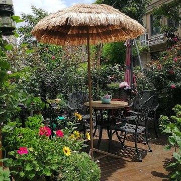 遮陽傘戶外庭院傘茅草傘仿真稻草傘室外民宿擺攤戶外傘花園香蕉傘