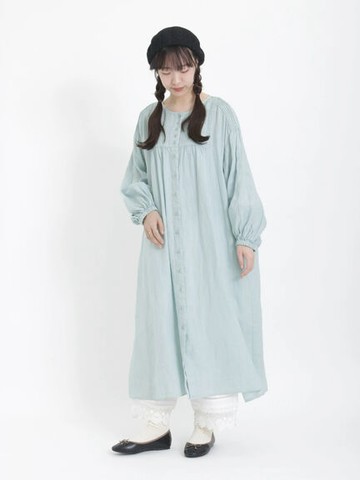 【ETHICAL CRAFTS】環保素材亞麻細褶長袖開襟洋裝(FB31L0H0380) - Samansa Mos2