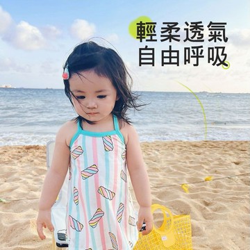 Mini baby🌷現貨速發🌷 童裝    女童連身裙 吊帶裙 女寶寶露背裙 夏季冰絲 輕薄舒適 中小童 可愛印花