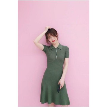 包郵 連衣裙2020鑲珠純色收腰修身短裙女SFPRO01062