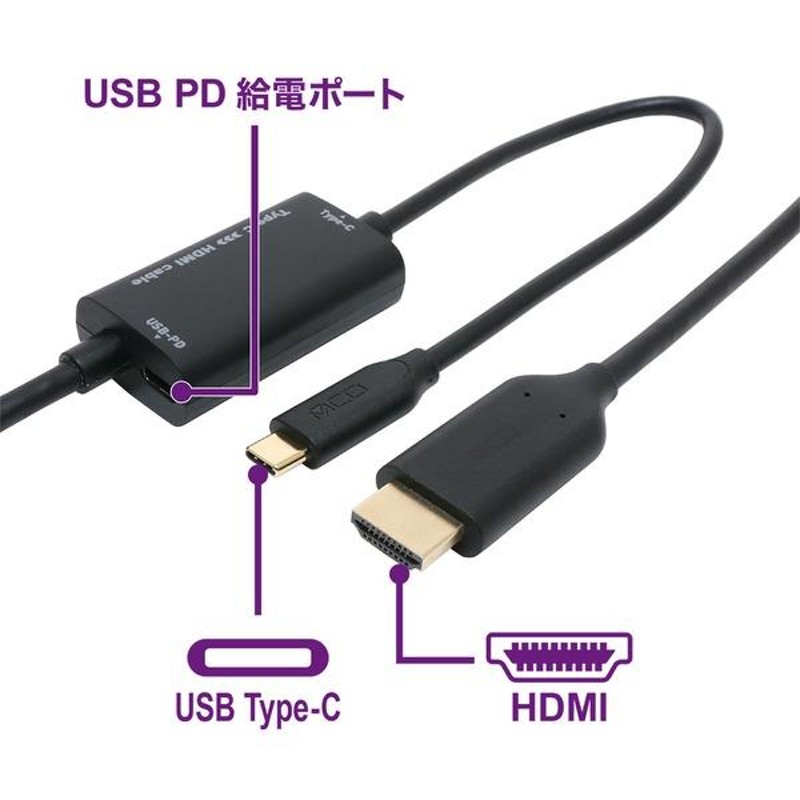 PD対応USB TypeC HDMI変換ケーブル 2.0m USDPFH20/BK ミヨシ | LINE