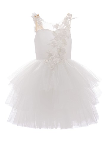 Tulleen - Carnelian embroidered-design dress - kids - Cotton/Polyester/Polyester - 4 yrs - White