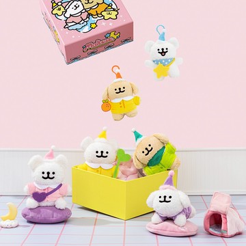 Maltese線條小狗 毛絨掛件(睡衣系列)