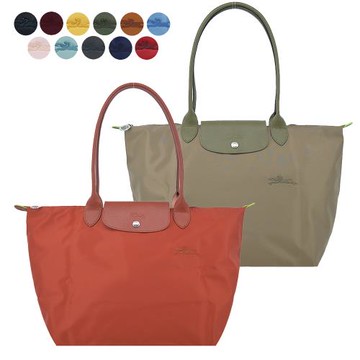 LONGCHAMP LE PLIAGE GREEN系列刺繡長把再生尼龍摺疊水餃包(大/多色選)