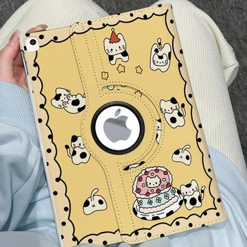 360°旋轉皮套蛋糕小猫ipad2025款11吋防摔7/8/9代10.2蘋果Air5 10.9平板保護套