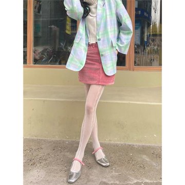 #古著感#側邊蕾絲愛心連褲襪性感鏤空豎條花邊防勾絲白色純欲絲襪