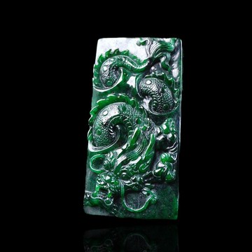 【龍行天下】老坑綠翡翠精雕龍牌 | 天然緬甸玉翡翠A貨 | 送禮