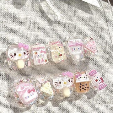 🌞包包優選寶藏品🌟🌟網紅新款y2k千禧辣妹可愛少女kt 手工美甲貼片🌞