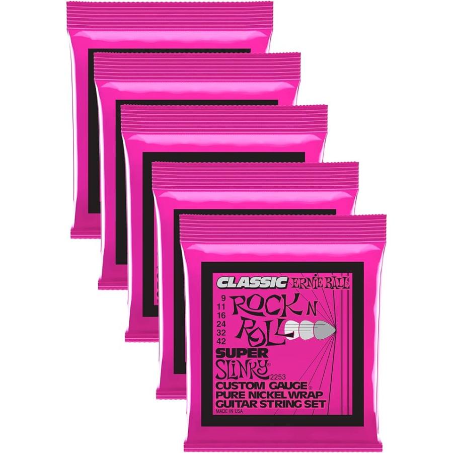 PACK Ernie Ball 2253 Super Slinky Pure Nickel Electric Guitar Strings 9-42