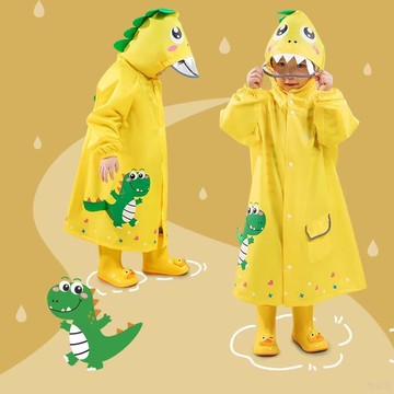 兒童雨衣帶書包位卡通小恐龍男學生上學專用連體徒步雨披