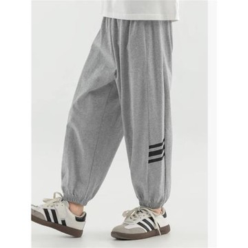 100棉男童純棉運動褲春秋季中大童兒童加厚衛褲寬松休閑褲子6356