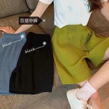 M-4XL 大尺碼 大尺碼日系短褲 百搭顯瘦高腰百褶 寬褲 寬鬆褶皺 冰絲垂墜感 A字褲裙 直筒短褲
