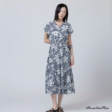 限時【邀請價 699】波紋花朵短袖縮腰洋裝 PizzaCutFive PCF262485010