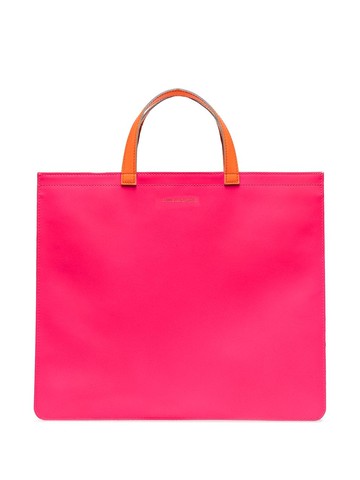Comme Des Garçons Wallet - colour-block leather tote bag - unisex - Goat Skin/Goat Skin/Cotton/Cotton - One Size - Pink