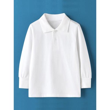 兒童白色polo衫春秋男童長袖t恤純棉女童打底衫學生校服翻領體恤