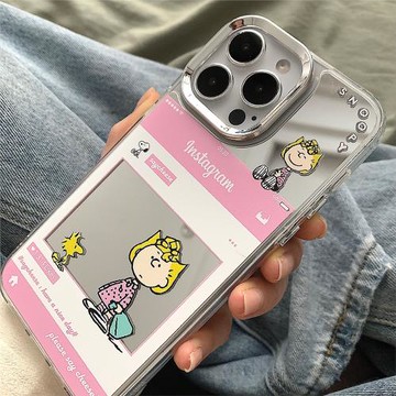 SayCheese原創 SNOOPY的女主角！粉色可愛ins風全包鏡面防摔蘋果手機殼iPhone14Pro/ProMax/13/12/11/X全系列