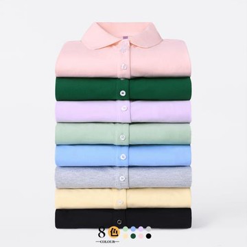 新款綠色翻領珠地棉T恤2025夏季polo衫短袖女士輕商務半袖上衣