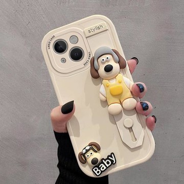 掌門狗狗腕帶支架適用蘋果15ProMax手機殼iPhone17新款16Plus防摔13全包12/11卡通女XS硅膠7創意8plus保護套