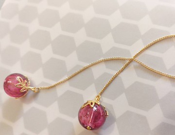 妍 * 玫瑰紅 手工 琉璃  香氛 精油耳環