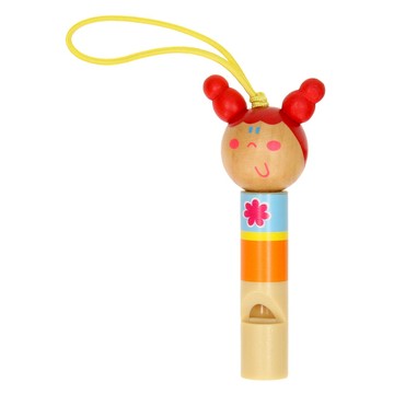 德德小品集 木製人物哨子 辮子妹 1入 - 可愛造型 安全無毒