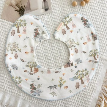 【安琪兒婦嬰百貨】棉嬰庫 MianYingKu 嬰兒滾邊圍兜/新生兒圍兜口水巾(城堡兔子)