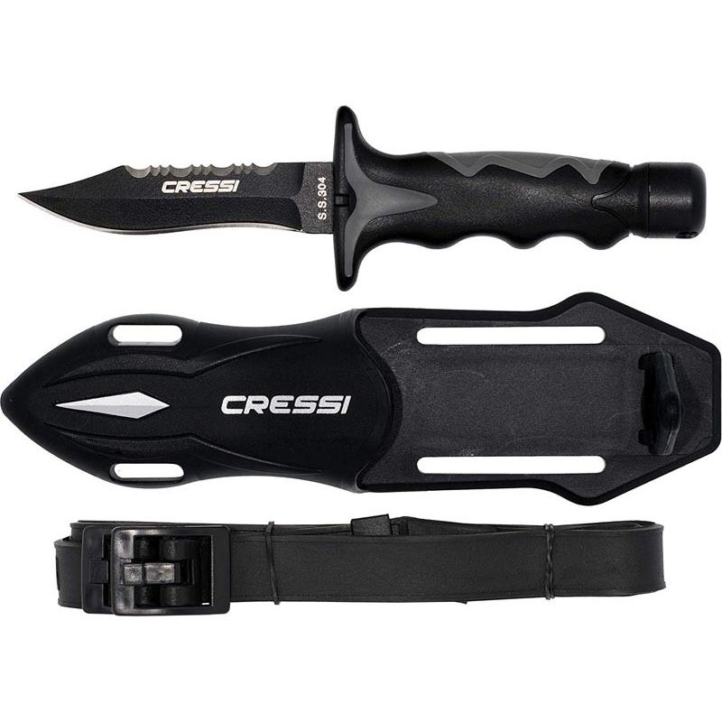 CRESSI（クレッシィ）PREDATOR プレデター ナイフ 全長:180mm ブラックコーティング 420ステンレス [BRC554500] 小型ナイフ ダイバーナイフ