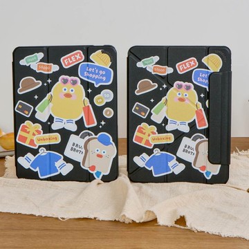 早午餐兄弟購物貼紙亂花強悍磁吸iPad三折/Y折保護殼